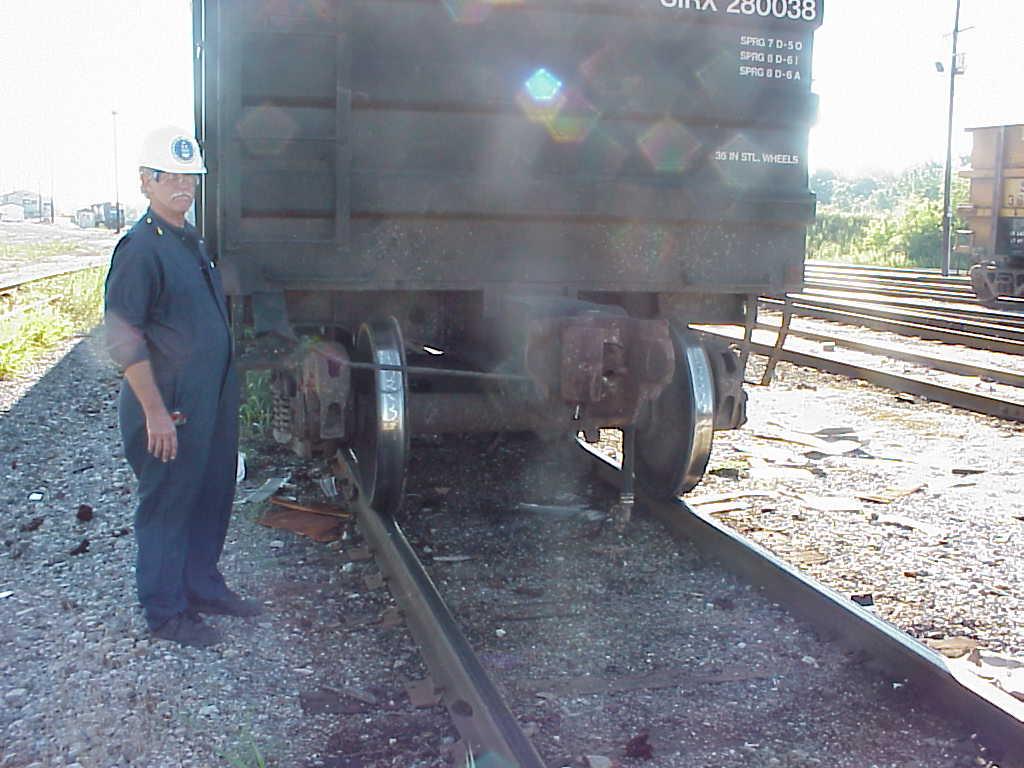 railroad worker with train