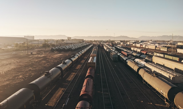 trains in rail yard