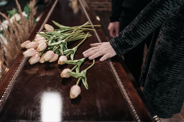 flowers on casket