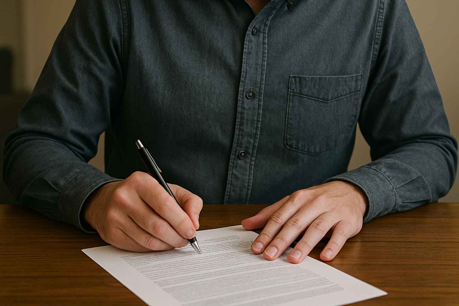person signing document