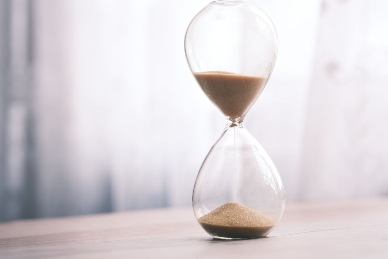 hourglass on table